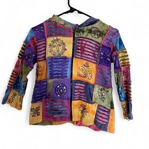 Artistic Patchwork Zip-Up Hoodie
